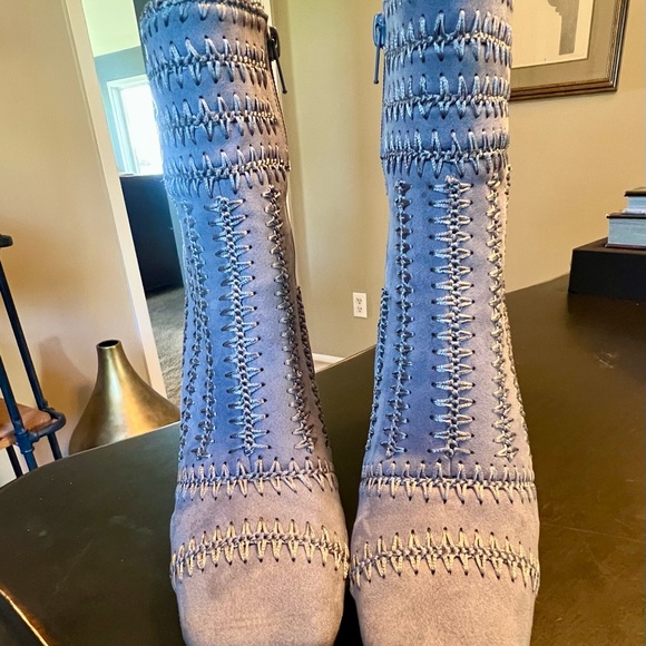 Jeffrey Campbell Denim Blue Heeled Boots - Picture 2 of 4